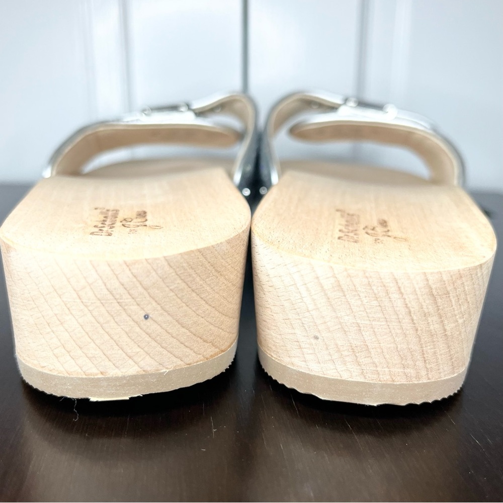 J Crew & Dr Scholls Silver Sandals with Glittery Straps and Flat Sole Clog - Picture 9 of 11